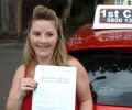 Louise with Driving test pass certificate